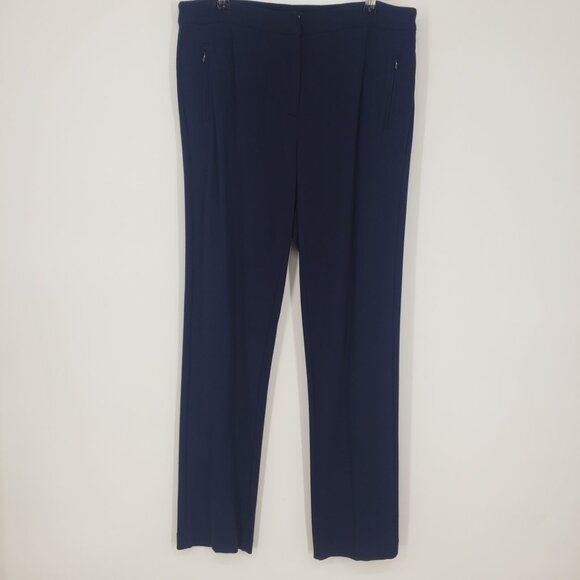 Carlisle Slim Straight Pants 8 Stretch Ponte Knit Back Seam Navy Blue - Picture 1 of 8